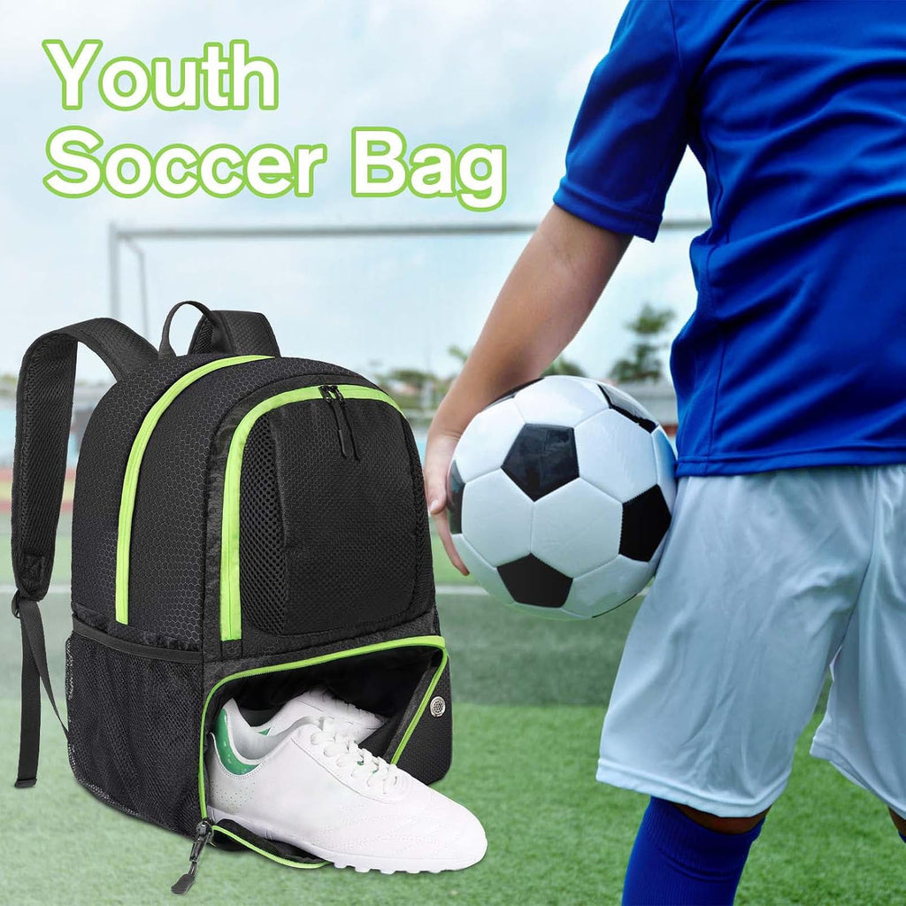 YOREPEK Soccer Backpack, Soccer Bag with Ball Holder and Shoe Compartment