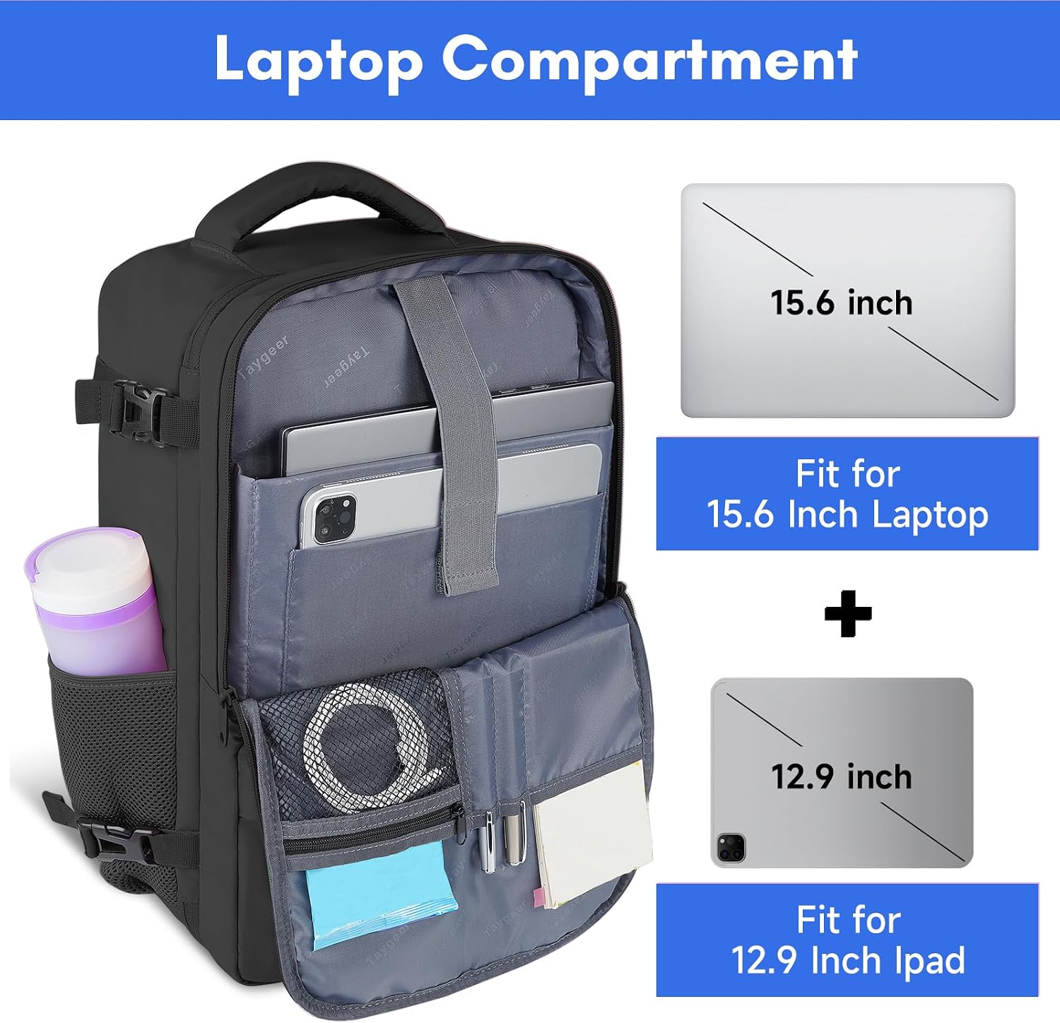 Taygeer Travel Laptop Backpack for Men, Airplane Approved Travel Backpack