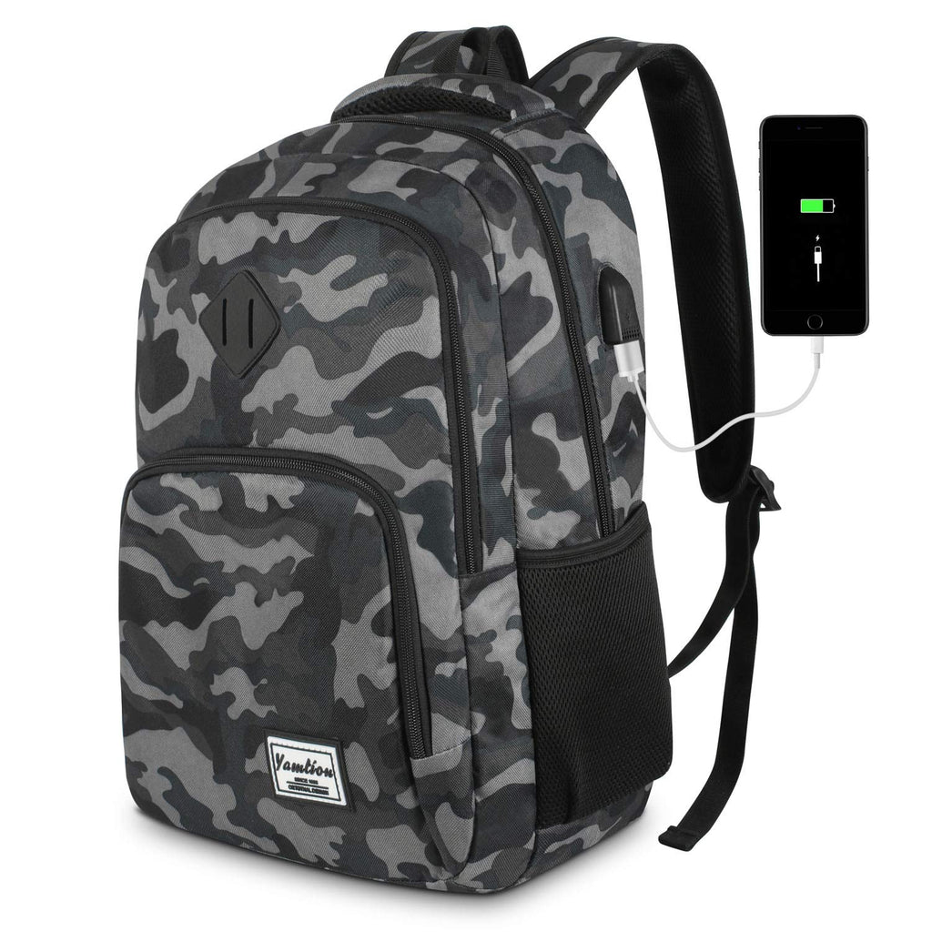 YAMTION Backpack for Men and Women,School Backpack for Teenager,15.6 inch Laptop Bookbag with USB Charging port for Business Work College Travel Trip