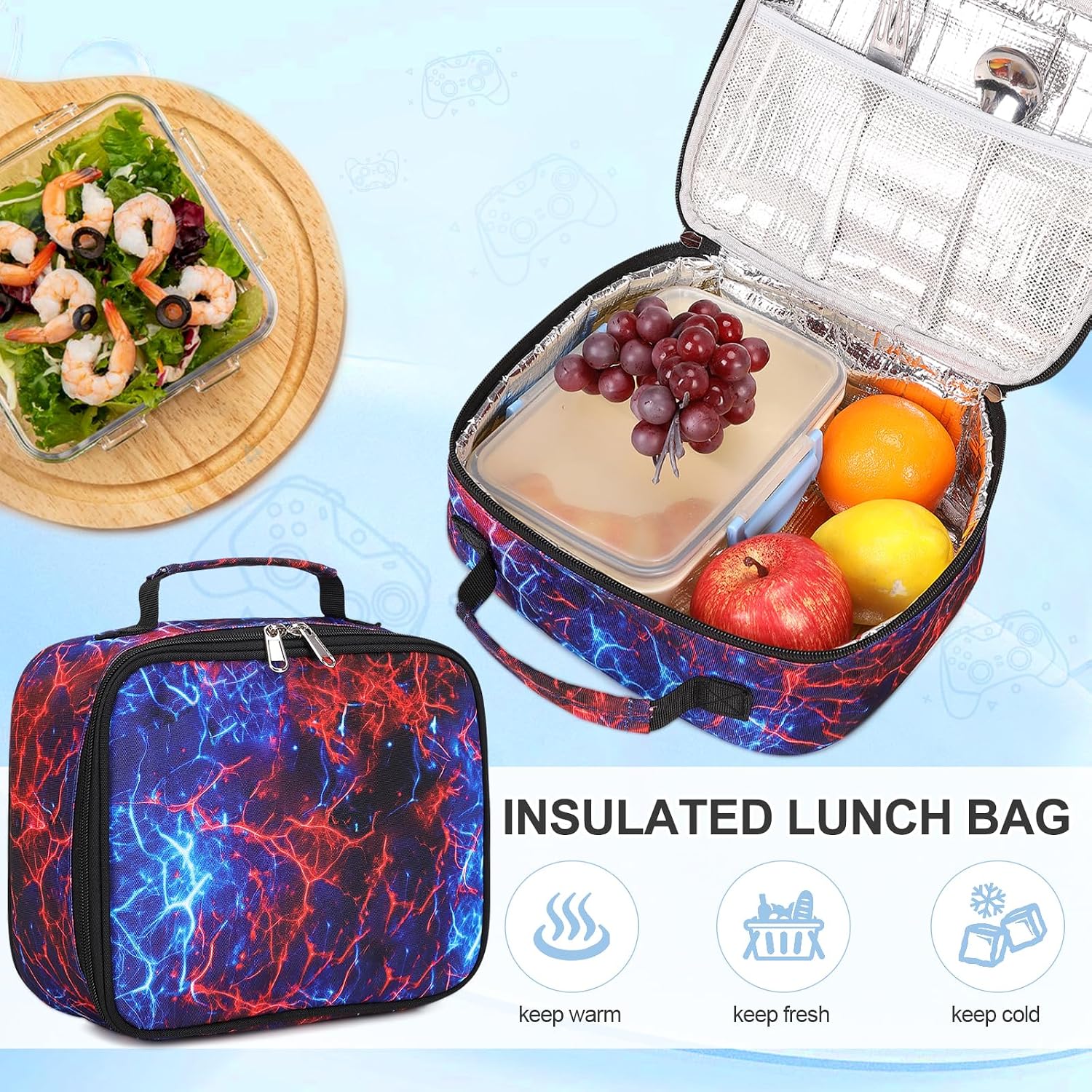 DIGOBAY Boys Backpack for School, Luminous Gamer Backpack with Lunch Box
