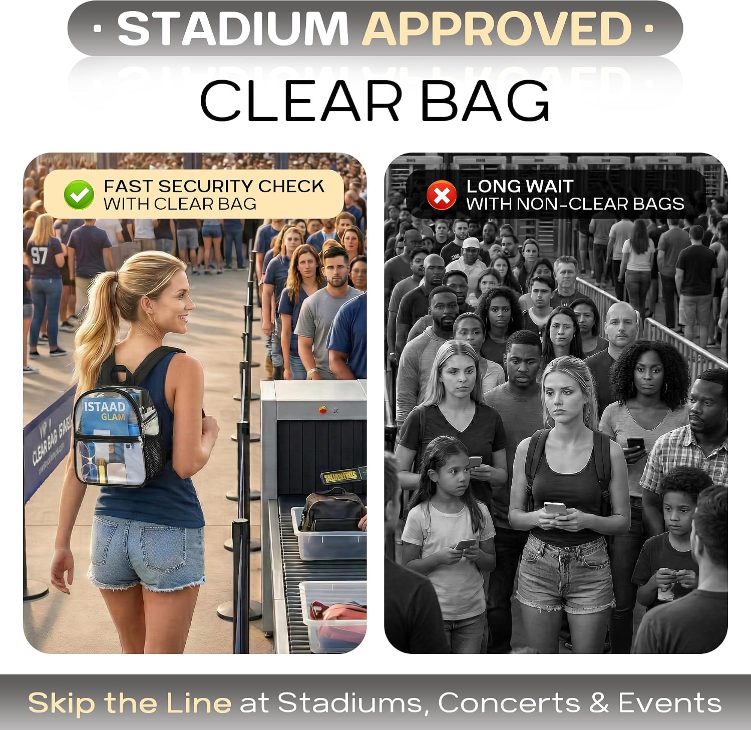 Clear Backpack for Stadium Events Sports Fan Backpack Stadium Bag 12x6x11