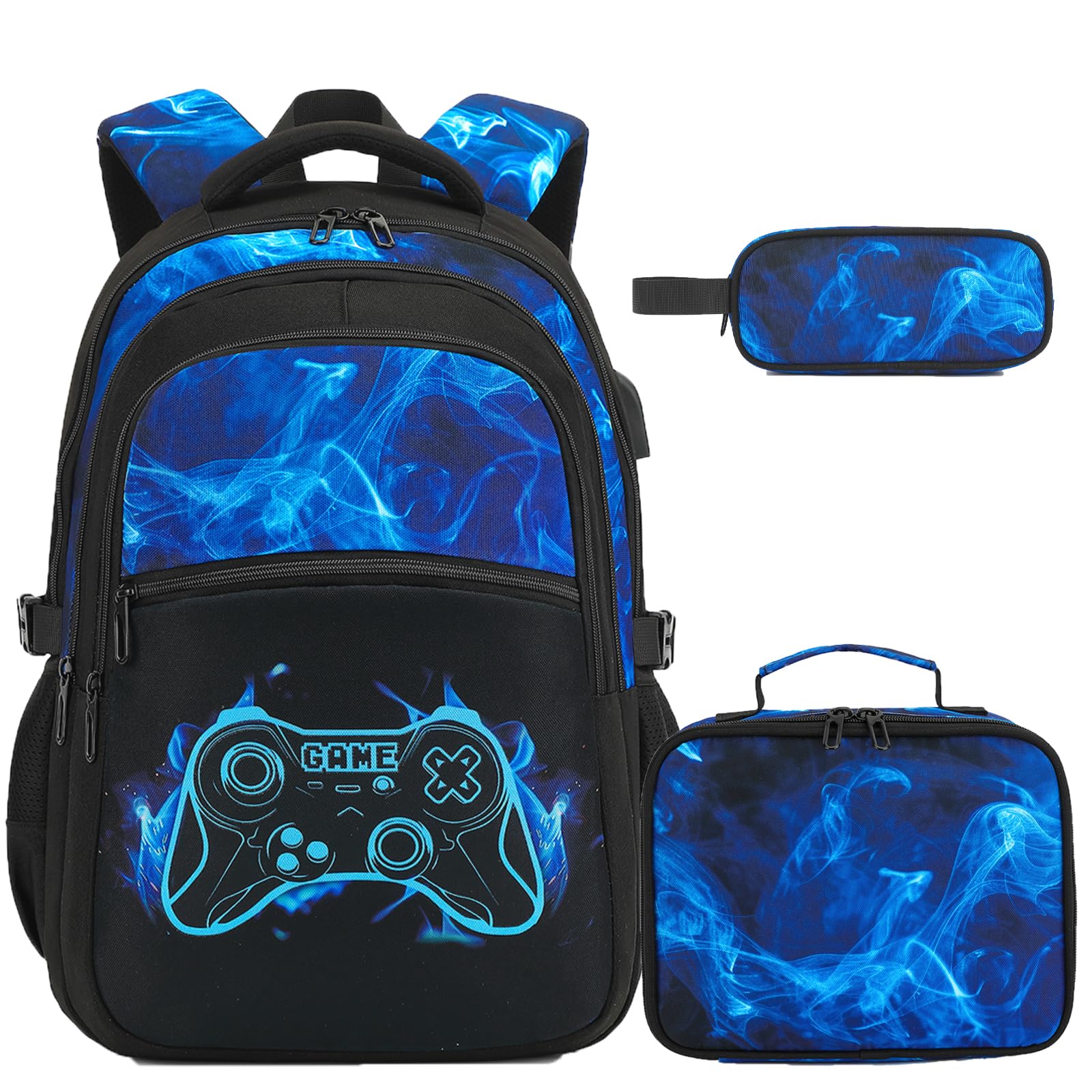 DIGOBAY Boys Backpack for School, Luminous Gamer Backpack with Lunch Box