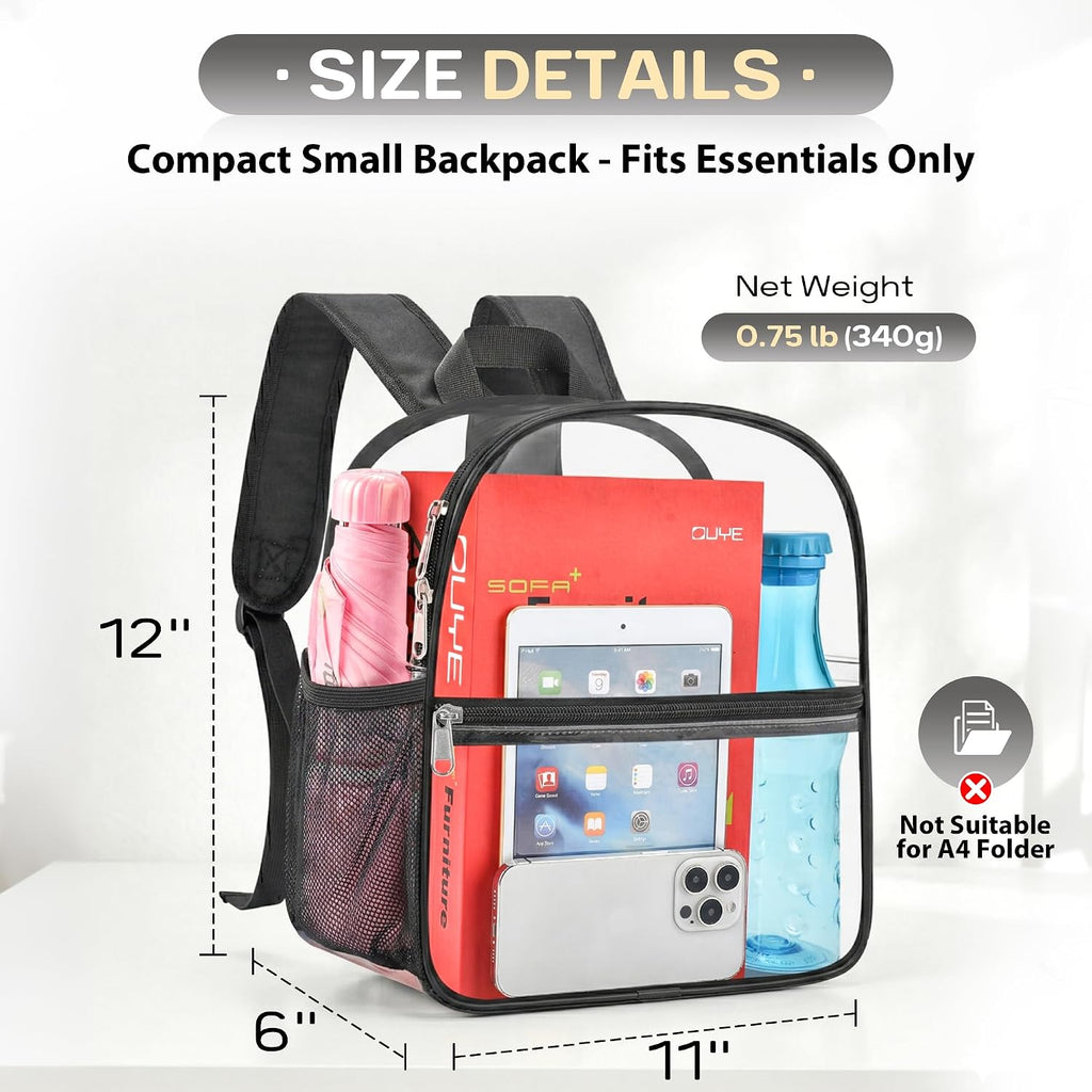 Clear Backpack for Stadium Events Sports Fan Backpack Stadium Bag 12x6x11
