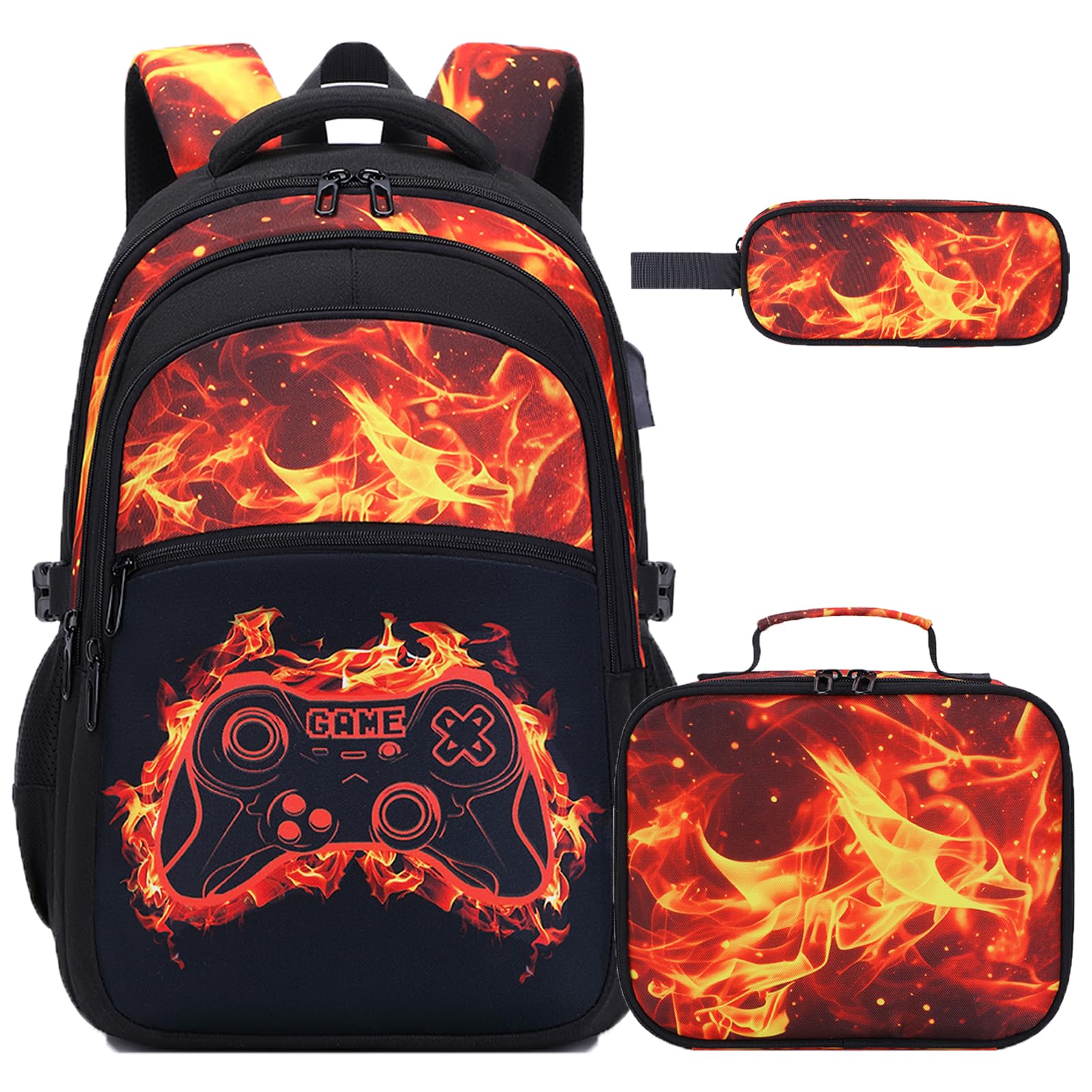 DIGOBAY Boys Backpack for School, Luminous Gamer Backpack with Lunch Box