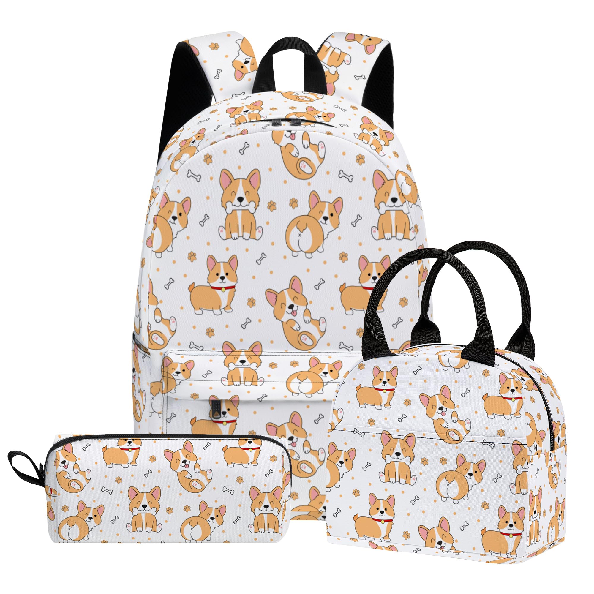 3PCS Backpack for Girls Boys,Teens Flag Soccer Back to School Backpack with Lunch Box Pencil Case, 17 Inch Lightweight Students Backpack 3 in 1 Set for Elementary Middle High School