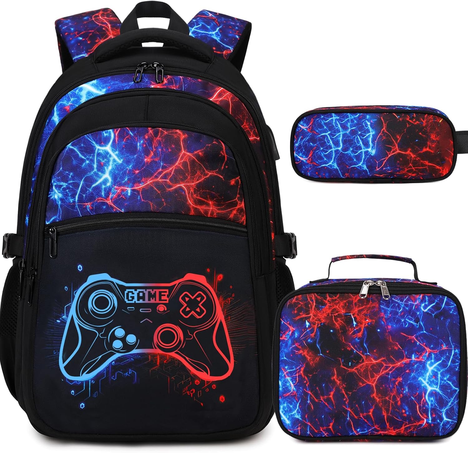DIGOBAY Boys Backpack for School, Luminous Gamer Backpack with Lunch Box