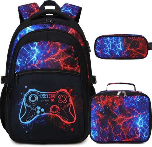 DIGOBAY Boys Backpack for School, Luminous Gamer Backpack with Lunch Box