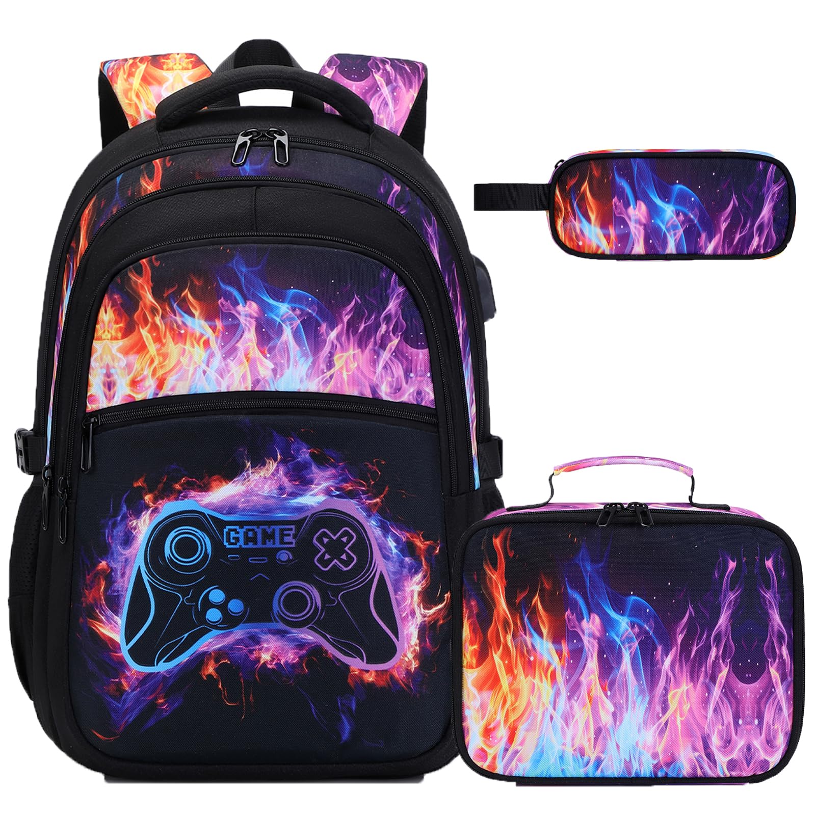 DIGOBAY Boys Backpack for School, Luminous Gamer Backpack with Lunch Box