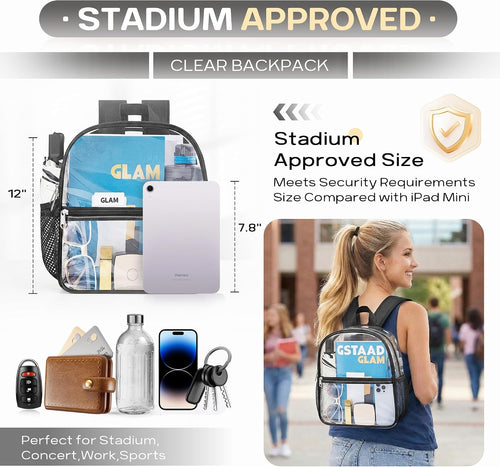 Clear Backpack for Stadium Events Sports Fan Backpack Stadium Bag 12x6x11