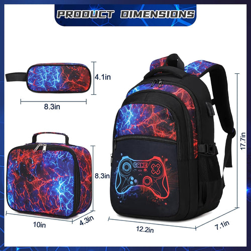 DIGOBAY Boys Backpack for School, Luminous Gamer Backpack with Lunch Box
