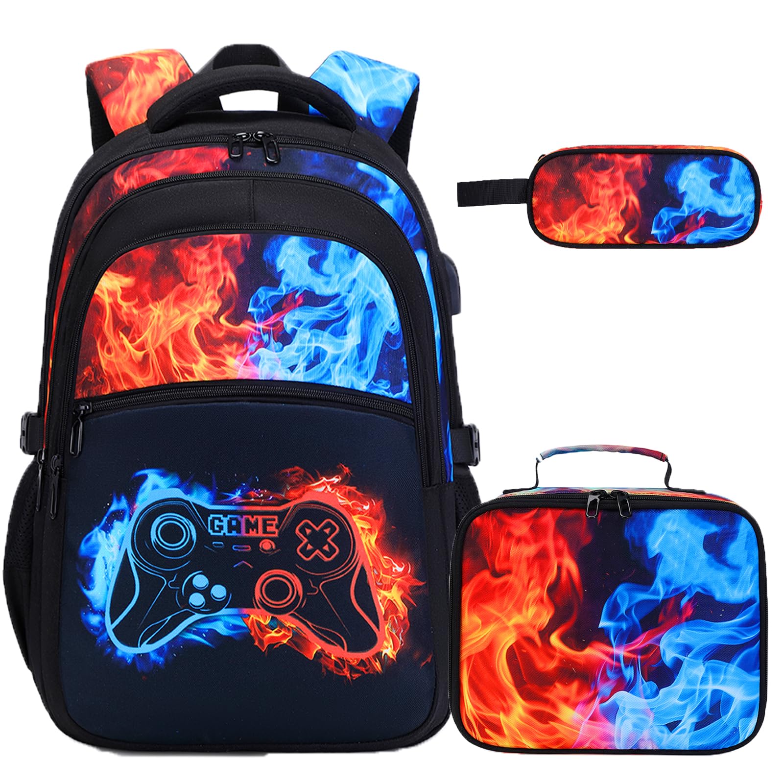 DIGOBAY Boys Backpack for School, Luminous Gamer Backpack with Lunch Box